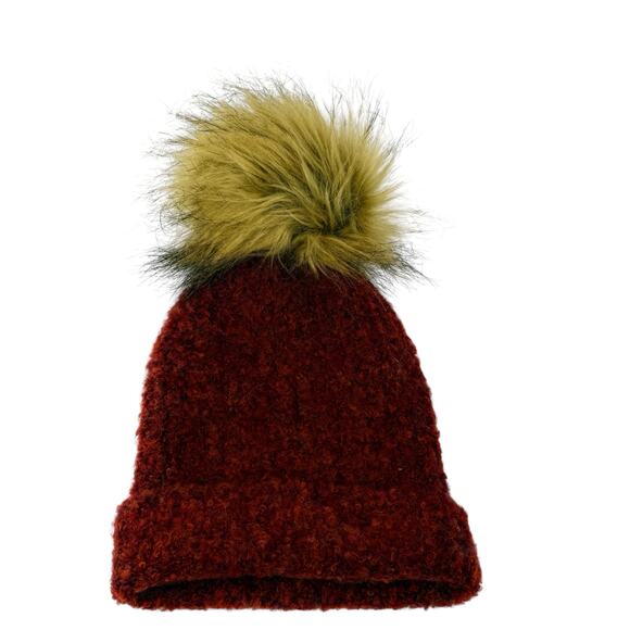 Dillards Reddish Fuzzy Tan Pom Beanie Hat Head Cover Hat One Size - Picture 10 of 11